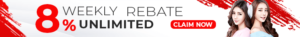 Asiabet33 8% Unlimited Weekly rebate